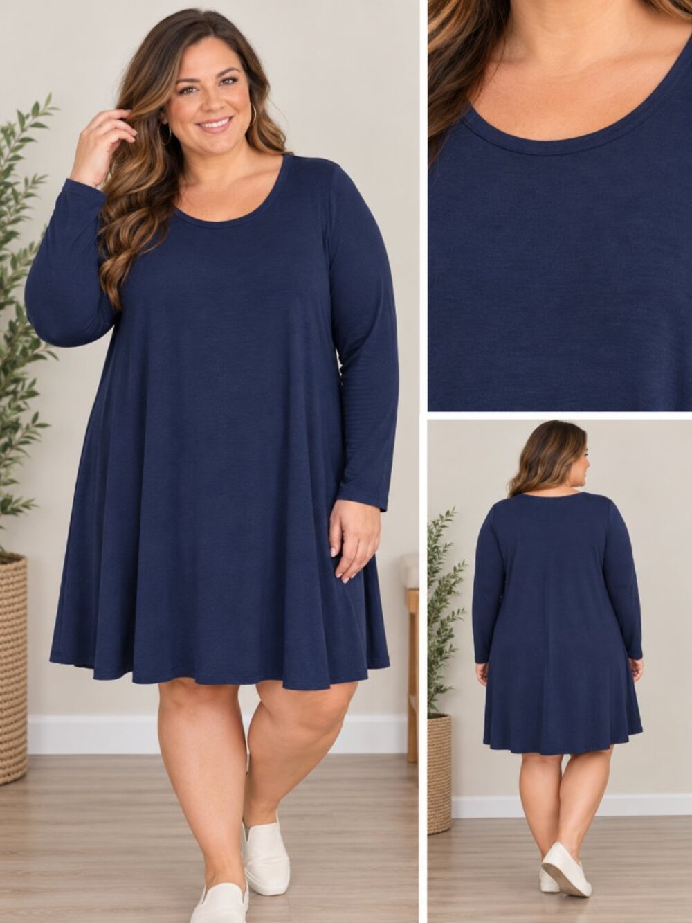 Old Navy Long Sleeve Navy Blue Swing Dress, Size XL💙